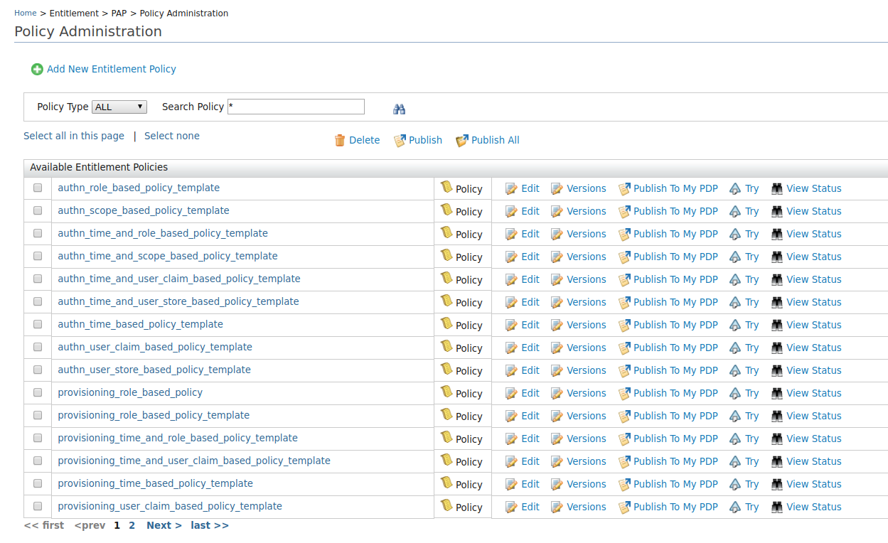 Defined XACML policies